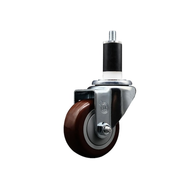 3'' Maroon Poly Wheel Swivel 1-3/8'' Expanding Stem Caster